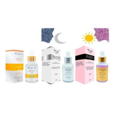 Imagem de kit serum facial vitamina c + serum dia + serum noite - max love