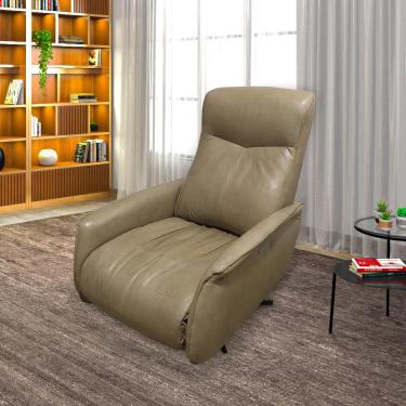 Imagem de Poltrona do Papai Reclinável Power Elétrica Conde Giratória com USB Couro Capuccino G76 - Gran Belo