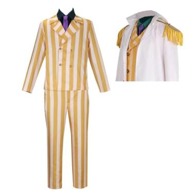 Imagem de GWOKDAN Fantasia masculina cosplay anime uniforme amarelo terno capa Halloween conjunto completo, Amarelo, GG