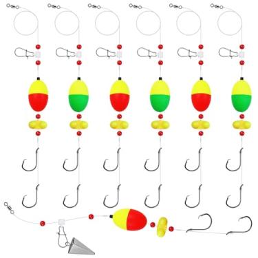 Imagem de Equipamento de busca de peixes com equipamento de pesca flutuante para surfe, equipamento de pesca de surfe de 15 kg para stripers de tubarão bluefish 6 peças 6/0 8/0 (6/0 gancho circular - 6 peças)