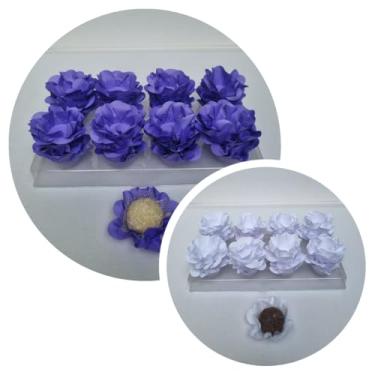 Imagem de Forminhas para Doces, 80 Peças Decorativas em Formato de Flor para Festas, Casamentos e Aniversários (Lilás e Branca)