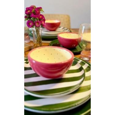 Imagem de Bowl Pitaya em Cerâmica Oval - 340ml, 6cm x 12,5cm, Artesanal, Pintado à Mão, Alto Brilho,