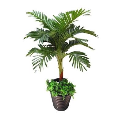 Imagem de Planta Artificial Palmeira Coqueiro 1 Metro com 12 Folhas Realistas – Decoração para Sala, Escritório e Varanda