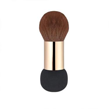 Imagem de Pincel de maquiagem de ponta dupla – Pincel de base e blush com ponta de esponja, cerdas macias, ferramenta de beleza portátil para mulheres, adequado para viagens, cabo de alumínio