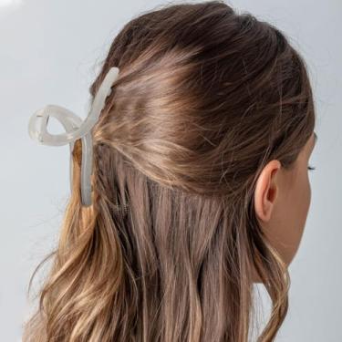 Imagem de 2 peças de grampos de cabelo em forma de X em cor doce para mulheres, acessórios de cabelo de plástico transparente pastel estilosos, garra de cabelo leve antiderrapante para uso diário