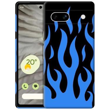 Imagem de GlamCase Capa para Google Pixel 7A 5G, Google Pixel 7A 5G - Design de chamas azuis impresso fino e elegante bonito plástico rígido encaixável capa protetora para celular traseira de designer para