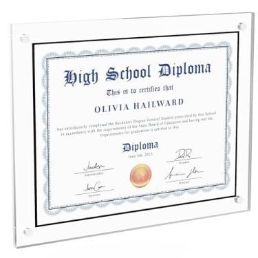 Imagem de Laumffon Moldura de certificado com acrílico transparente, molduras de diploma de 21 x 27 cm para parede, sem broca, molduras autoadesivas para diploma magnético, 1 pacote