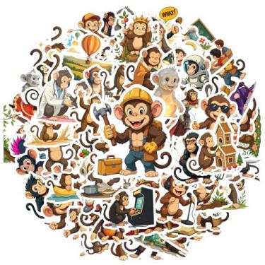Imagem de 100 peças Macaco Selva Aventura Natureza Divertida Adesivos Animais Adesivos Divertidos Graffiti Decalques para Mala Frigorífico Telefone Bagagem Laptop Guitarra Carro Adesivos Brinquedos Laptop