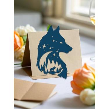 Imagem de 1 molde de corte de lua de floresta de lobo, matriz de corte de aço carbono, estêncil, modelo de álbum de recortes para álbum de fotos faça você mesmo, cartão de papel decorativo em relevo, 149 x 101