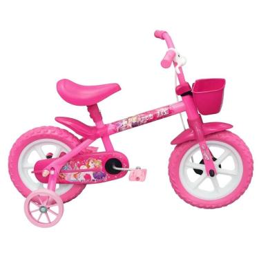 Imagem de Bicicleta Infantil Track Arco Íris P Rosa Aro 12 com Cestinha e Rodinhas