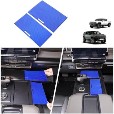 Imagem de Aotumcer Organizador de console central suporte de copo moldura de acabamento de tampa adesivo de fibra de carbono compatível com Hummer EV 2024 2025+ suporte de copo resistente à sujeira painel capa
