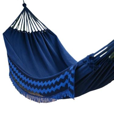 Imagem de Rede de Dormir Jeans Casal Gigante 4m com Varanda – Algodão, Confortável, Estilo Moderno e Resistente (PEQUENALISTRADA)