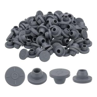 Imagem de Rolhas de borracha para frascos de 7,5 mm/0,3 polegadas, 100 peças de borracha butílica de cogumelo, vedação de portas de injeção autocura para frascos de vidro e frascos de cultura líquida, cinza