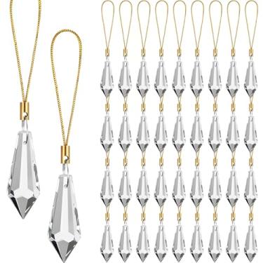 Imagem de XunYee 36 peças de enfeites de bolas de Natal de vidro de cristal, mini prisma de cristal suspenso de 3 cm, pingentes para decoração de árvore de Natal em casa, casamento, festa de aniversário