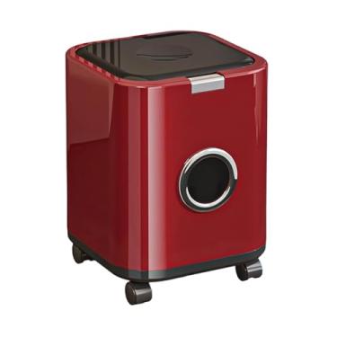 Imagem de ＫＬＫＣＭＳ Lixeira com rodas, lixeira decorativa móvel, para banheiro, penteadeira, quarto, garagem, escritório, Vermelho