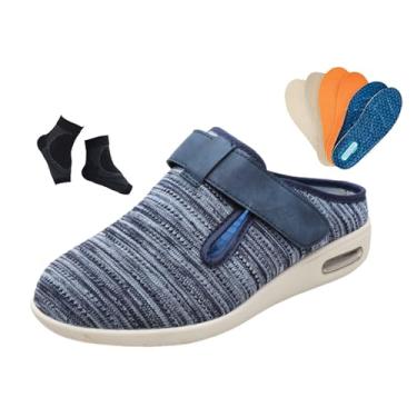 Imagem de Chinelos Confortáveis ​​para Homem Atividades Ao Ar Livre Ajustáveis Para Artrite Edema Respiráveis ​​diabéticos, Calçado Ortopédico Caminhada Ajuste Largo Diabéticos, Para Idosos(Light blue,39 EU)