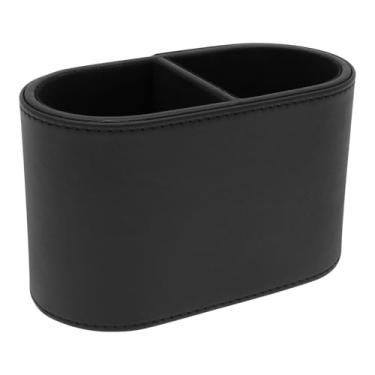 Imagem de KHZSPP Suporte de caneta para mesa, organizador de mesa de couro PU, organizador de maquiagem minimalista moderno, multifuncional, material de escritório para casa, crianças e escola (preto)