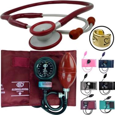 Imagem de Aparelho Pressão Esfigmomanômetro Estetoscopio Duplo Bic, Vinho