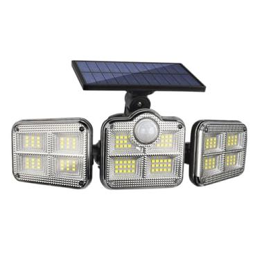 Imagem de Luminária Solar Externa Com 3 LEDs, IP65 À Prova D'Água, Para Segurança, Com Sensor De Movimento E Refletor, Controle Remoto, Arandela Solar Com Sensor De Movimento