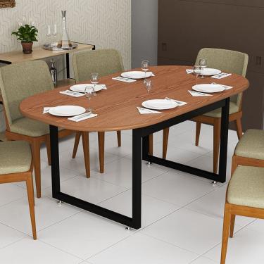 Imagem de Mesa De Jantar Oval Industrial Com Tampo 100% Mdf 137x90cm