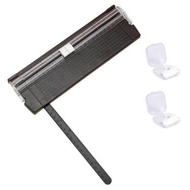 Imagem de Guilhotina deslizante de cortador de papel, cortador de papel A5 com 3 lâminas de segurança para scrapbooking, foto, cupom, etiqueta, cartolina (preto)