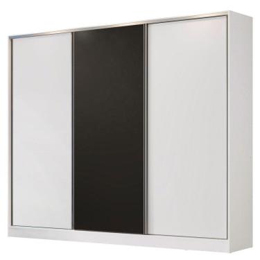 Imagem de Guarda Roupa Casal Madesa 3 Portas de Correr Branco e Preto