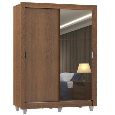 Imagem de Guarda Roupa Solteiro 2 Portas Correr Espelho Denver Madesa