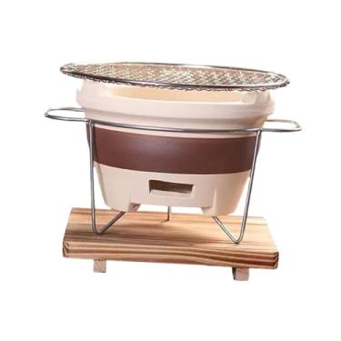 Imagem de Ｂｅｓｇａ Fogão de barro pequeno, aquecedor de chaleira, carvão multifuncional, fogão de chá para churrasco, acampamento ao ar livre e interno, 24x24cm