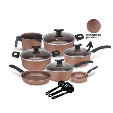 Imagem de Conjunto Jogo de Panelas Teflon Viena10 Pçs Antiaderente Tampa de Vidr