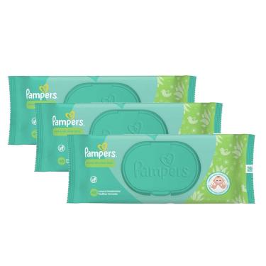 Imagem de Kit 3 Lenços Umedecidos Pampers Aroma de Aloe Vera 48 Unidades