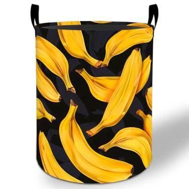 Imagem de Cesto de roupa suja banana 50 x 40 cm, engraçado fruta amarela dobrável à prova d'água, balde de armazenamento de roupas Oxford para quarto, banheiro, quarto de bebê, organizador de brinquedos