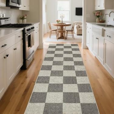 Imagem de EcoNest Tapete quadriculado 5 x 15 cm lavável tapete boho de pilha baixa para sala de estar com suporte antiderrapante para quartos, sala de aula, sala de jantar, escritório, sala de jogos infantil