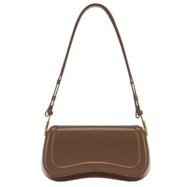 Imagem de Bolsa de Ombro Feminina com Alça Ajustável, Bolsa Feminina Elegante com Couro Preto, Bolsa Transversal Tiracolo Presente (caramelo)