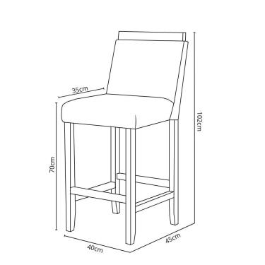 Imagem de Kit Com 4 Banquetas Eloá Madeira Maciça Assento Estofado Para Bancada Veludo Bege 102