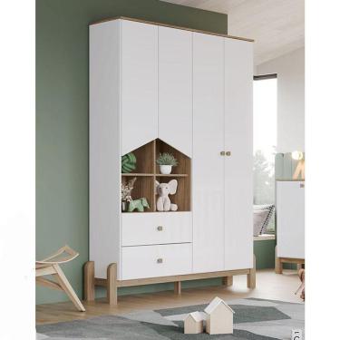 Imagem de Guarda Roupa Infantil Ambiente Ternura 4 Portas Branco Jequitibá Hp - Henn
