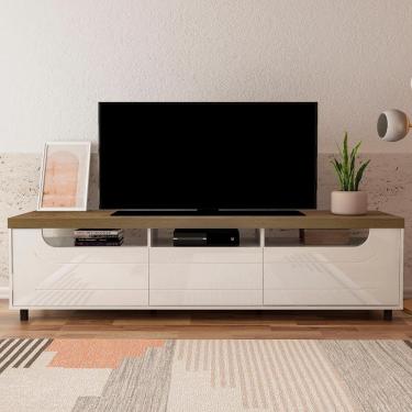 Imagem de Rack Tv 75 Polegadas 200cm Com 2 Portas Abel Pinho Off White A09 - Mpozenato