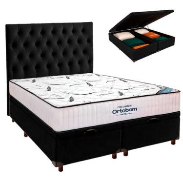 Imagem de Bau Blindado Preto+Colchão Queen High Foam Ortobom+Cabeceira
