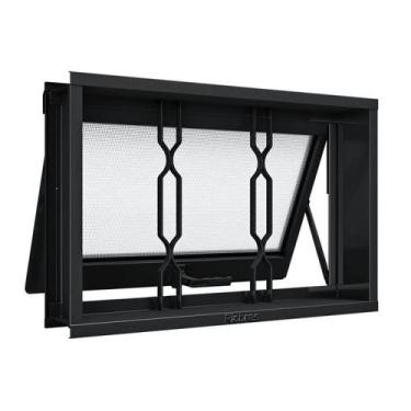 Imagem de Janela de Aço Maxim-ar com Grade Mosaico 40x60cm Aço Pronto Riobras