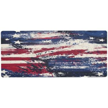 Imagem de SEHANY Tapete de mouse grande com bandeira americana, 80 x 40 cm, antiderrapante, para jogos, base de borracha de 3 mm, protetor de mesa para laptop, desktop, escritório e casa