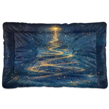 Imagem de Blueangle Cama para cães com árvore de Natal mágica ultra macia para cães pequenos, cama retangular confortável para animais de estimação, 61 x 45 cm (125)