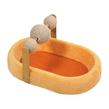 Imagem de Dualoai Cama para gatinhos, arranhador para gatos, almofada para arranhar, prancha para brincar, Laranja