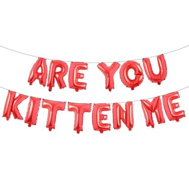 Imagem de Balões de letras - Are You Kitten Me 40,6 cm letras do alfabeto folha balão Mylar faixa de festa de aniversário (ARE YOU KITTEN ME Red)