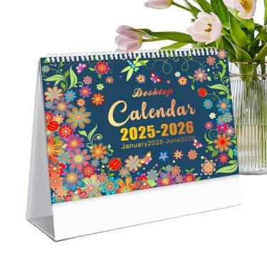 Imagem de Calendário de mesa 2025-2026,Calendário de mesa de flores - de de arte, Planner para Home Desk, de janeiro de 2025 a junho de 2026, decoração de