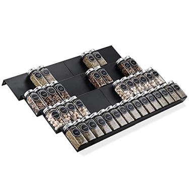 Imagem de Mulush Bandeja de metal para temperos – Organizador de gaveta de especiarias para armazenamento e organização de armários de cozinha (frascos não incluídos)