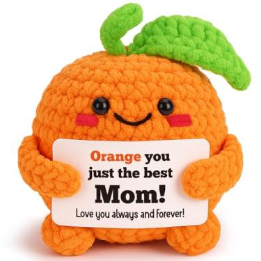 Imagem de FEFAMM Christmas Birthday Gifts for Mom from Daughter Son - Mini Handmade Crochet Oragne Birthday Gifts for New Mom Stepmom and Mother in Law Wife Unique Stocking Stuffer for Women Cheer Up Support