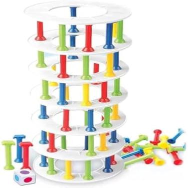 Imagem de Blocos de madeira empilhaveis, divertido jogo de equilibrio familiar, portatil, divertido, colorido, para todas as idades, classico, 1 jogo.