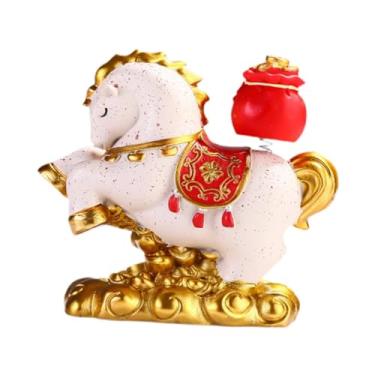 Imagem de Wswqop Escultura de Cavalo, Decoração de Mesa, Peça de Colecionador Feita de Resina, Figura Chinesa de Feng Shui para Mesa, Quarto, Lareira, B, Tamanho real