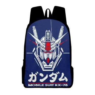 Imagem de Mochila Gundams Cartoon Kids School Nylon 30x13x40cm