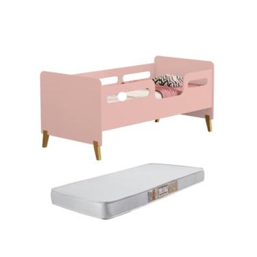 Imagem de mini cama infantil cecilia em mdf com pés de madeira retro montessoria