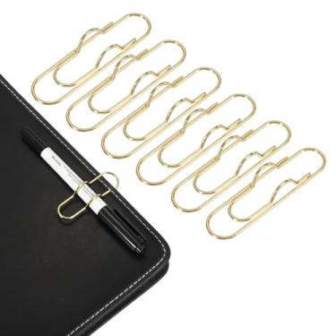 Imagem de PATIKIL Suporte de clipe de caneta para notebook, 6 peças de clipes de caneta de metal, dourado